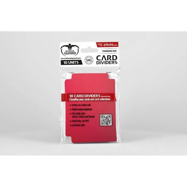 Intercalärer för kort - Ultimate Guard - Röd - Pack av 10 - Styv polypropen - 69x94 mm