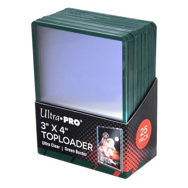 Toploader - Ultra PRO - 3" x 4" - Grön ram - 25 stycken - Hård PVC