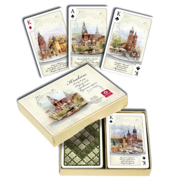 Karty do gry 2x55 listków Kraków Akwarele