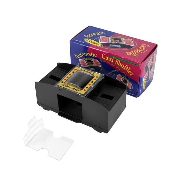 Spelkortsblandare med 2 röda kortlekar, batteridrift