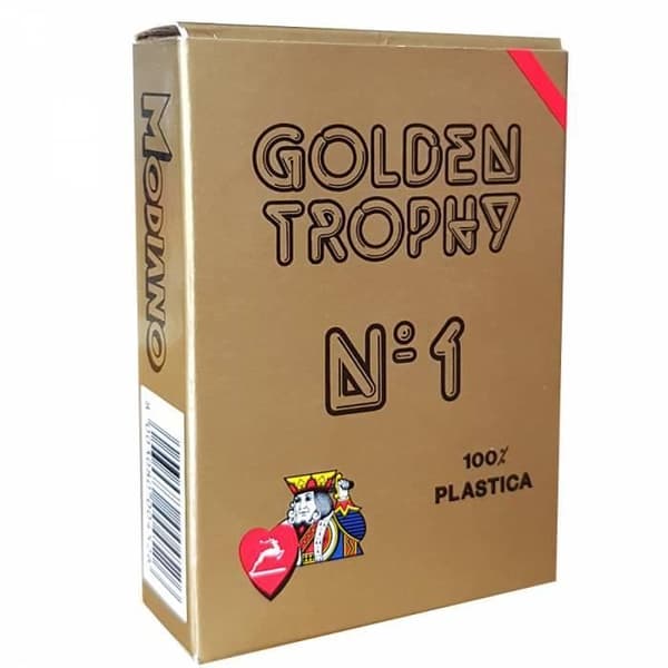 Modiano "GOLDEN TROPHY BRIDGE" - Däck med 55 100% plastkort - bryggformat - 4 standardindex Röd