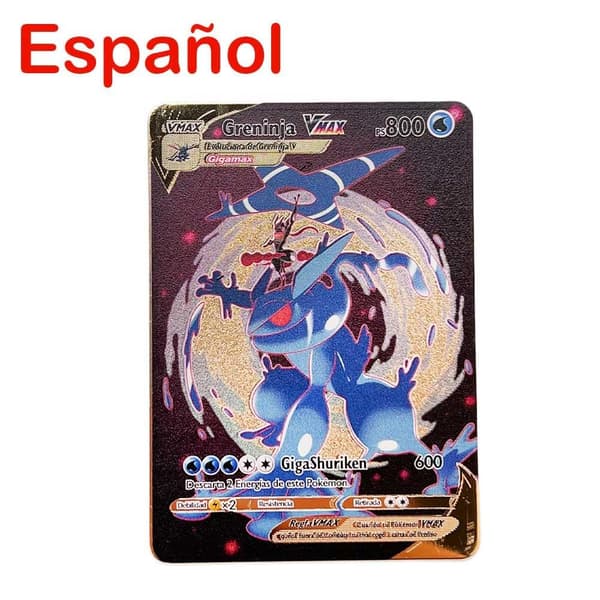 Sælg godt spanske Pokemon Metal Card Vmax Originale PIKACHU Charizard Gold Game Collection Cards