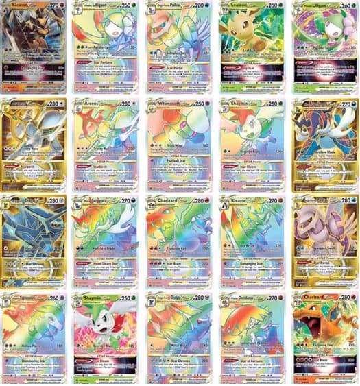 100 st Pokemon kort (30vstar53Vmax16V)