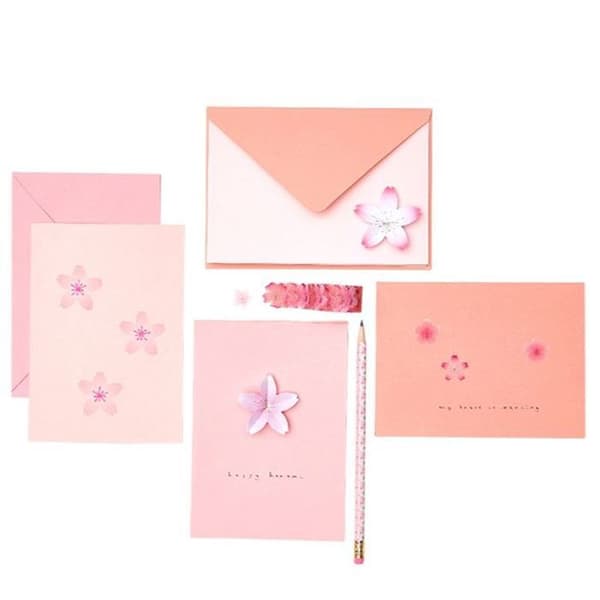 12 Sakura B6 rosa kort och kuvert
