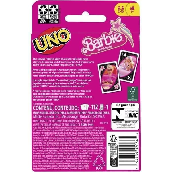 UNO BARBIE THE MOVIE kortspel - BARBIE - För hela familjen - 7 år och uppåt