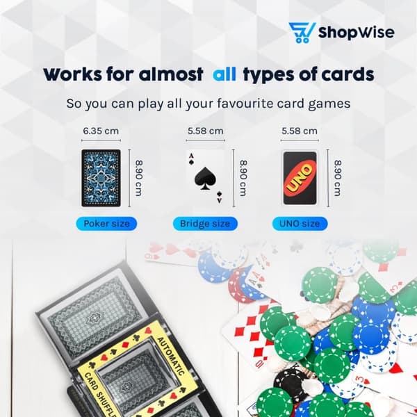 ShopWise automatisk kortblandingsmaskine - inkluderer spillekort og gratis e-bog om kortspil