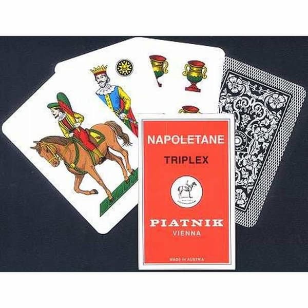 Spelkort - spelkortshållare - Piatnik anteckningsbok för förvaring av spelkort - 1950 - Scopa napoletane: 40 kort