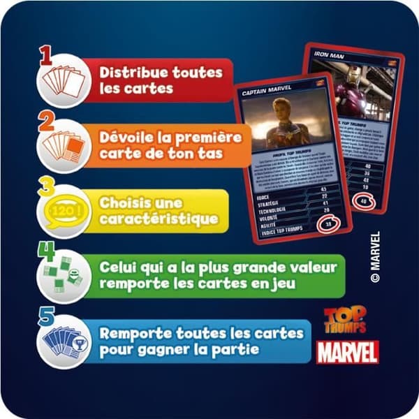 Top Trumps Cinematic Universe kortspel - MARVEL - Vinnande drag - 30 kort - 10 min