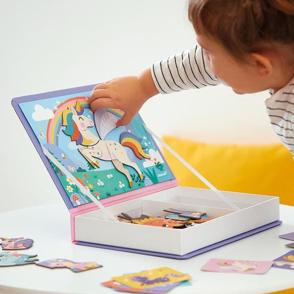 Magnéti'Book Unicorns - Magnetiskt utbildningsspel 44 magneter + 10 modeller - Barnleksak i FSC-kartong - Från 3 år