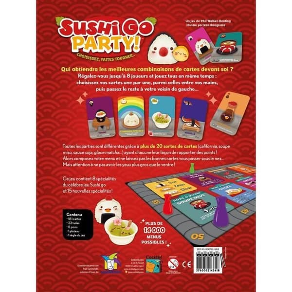 Brädspel - ASMODEE - Sushi Go Party! - Svart/Gul/Vit/Röd - 20 min - 2 spelare eller fler