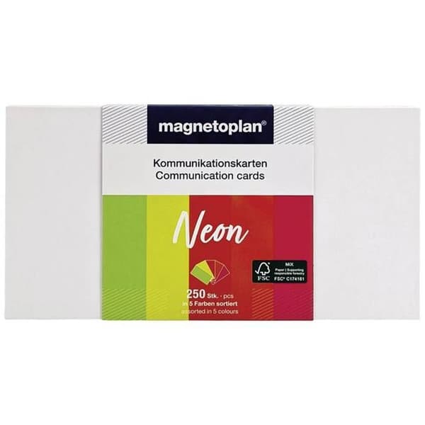 Magnetoplan Neon modereringskort sorterat efter färg, rektangulärt neon 200 mm x 100 mm 250 st.