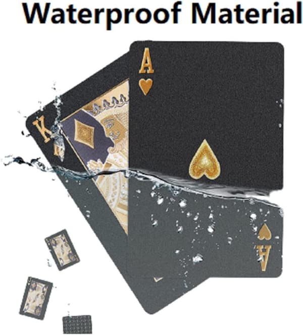 Vedenpitävät pelikortit, viileät muoviset pelikortit, vedenpitävät pokerikortit, pokerikortit, muoviset pelikortit,musta (1 pakka)