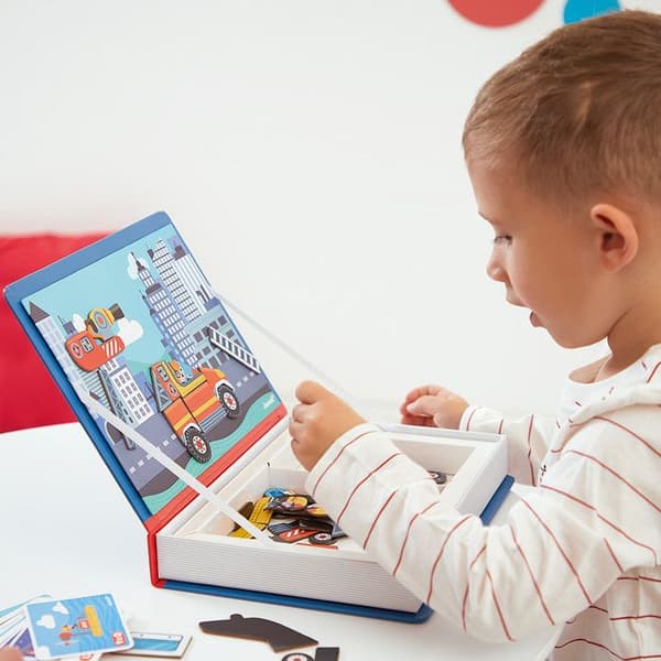 Magnéti'Book Firefighters - Magnetiskt utbildningsspel 60 magneter + 18 modeller - Barnleksak i FSC-kartong - Från 3 år