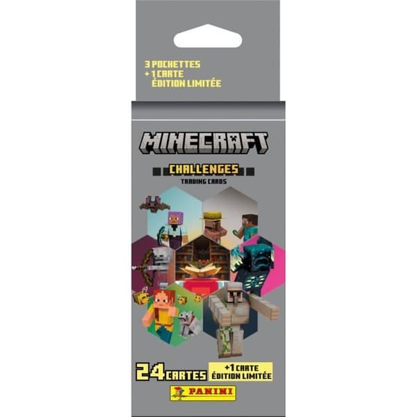 Klistermärken - PANINI - Minecraft TC 4 - 3-ficks blisterförpackning - 1 kort i begränsad upplaga - 24 klistermärken