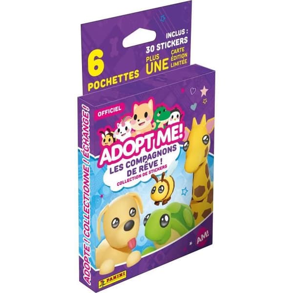 Klistermärken - PANINI - Adoptera mig! Roblox - 6-ficks blisterförpackning - 1 kort i begränsad upplaga - 35 klistermärken