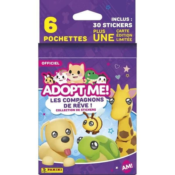 Klistermärken - PANINI - Adoptera mig! Roblox - 6-ficks blisterförpackning - 1 kort i begränsad upplaga - 35 klistermärken