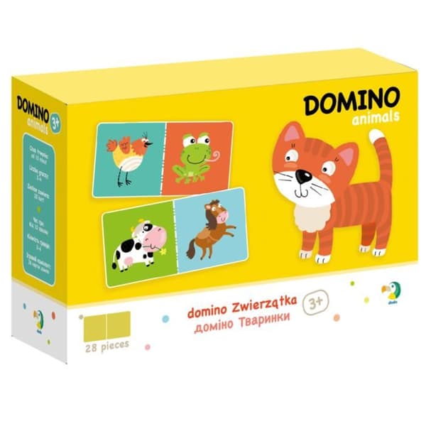 DOMINO SPEL DYR FÖR BARN FÄRGLADA KORTSPEL FÖR DE MINSTA