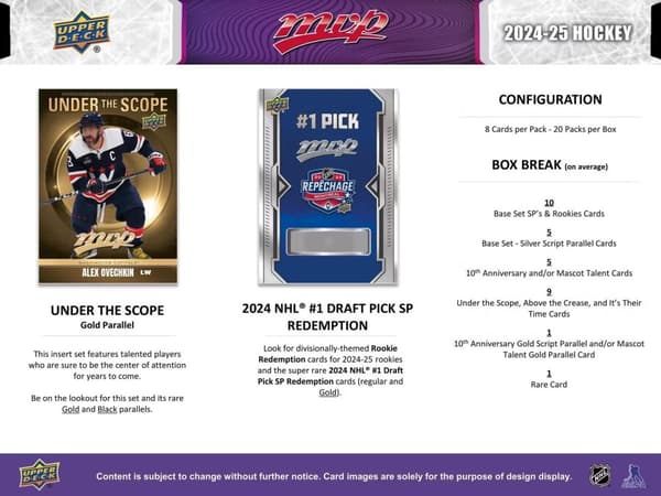 Upper Deck MVP 2024-25 NHL Trading Cards