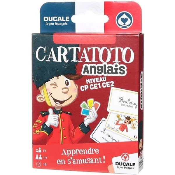 Pedagogiskt kortspel för barn - Ducale - Cartatoto engelska - Röd - 10006521 - från 5 år och uppåt