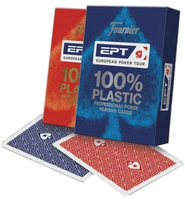 Fournier - 1040724 - EPT European Poker Tour Plast Professional Poker Spelkort Nya (Blå eller Röda)