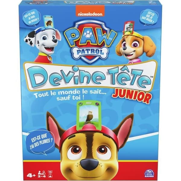 Gissa huvudet Paw Patrol, brädspel, pannband och gåtor, fransk version, barnspel för 4-åringar