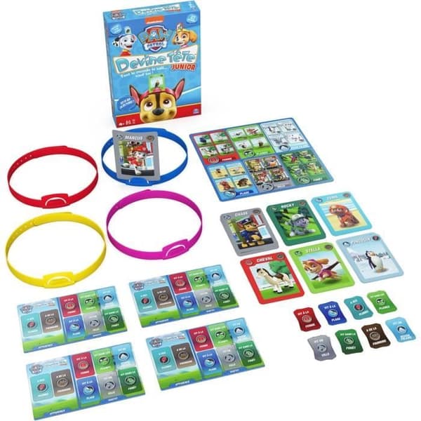 Gissa huvudet Paw Patrol, brädspel, pannband och gåtor, fransk version, barnspel för 4-åringar
