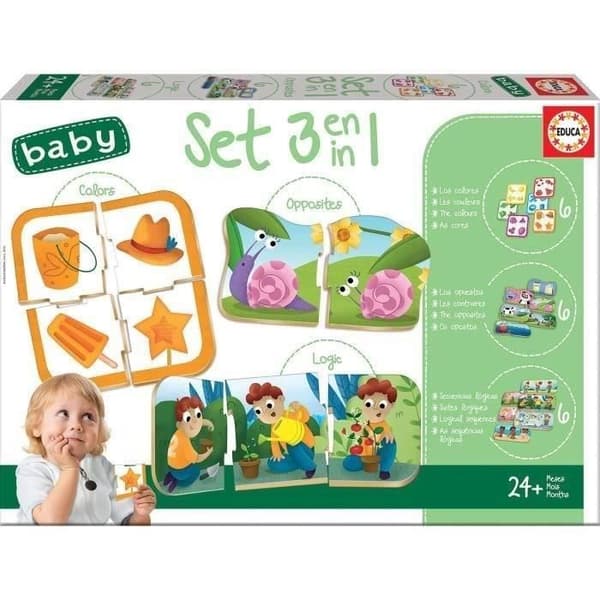 3 opetuspelin setti - EDUCA - 3 in 1 vauvasetti
