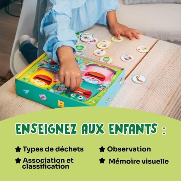 Pedagogiska spel - GEOMAG - Hungriga soptunnor - Selektiv sortering - Lära sig om avfall - Association efter färg