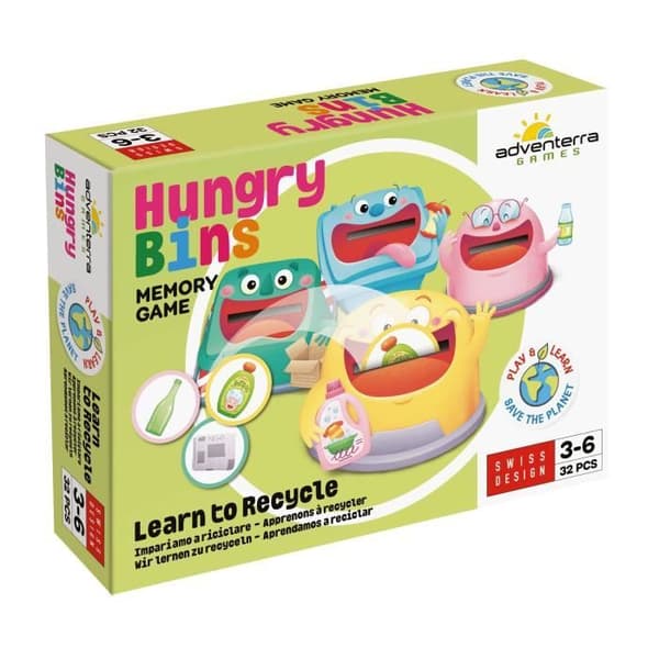 Pedagogiska spel - GEOMAG - Hungriga soptunnor - Selektiv sortering - Lära sig om avfall - Association efter färg