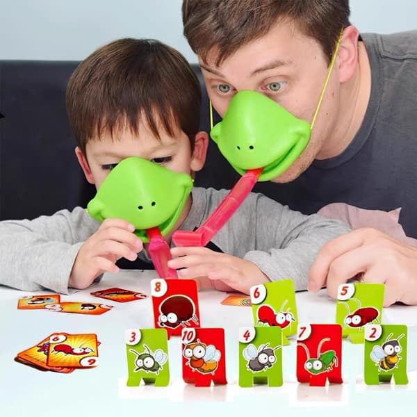 OBOSOE Frog Battle Blowing Game - 2 spelare tunga utmaning mask leksak för barn och familj roligt