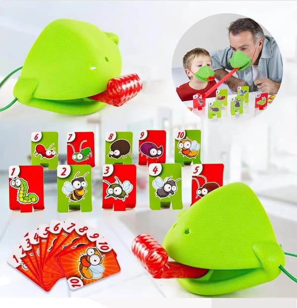 OBOSOE Frog Battle Blowing Game - 2 spelare tunga utmaning mask leksak för barn och familj roligt