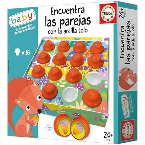 Pedagogiskt spel - EDUCA - Hitta paren - Ardilla Lolo - Visuell perception - Uppmärksamhet - Minne