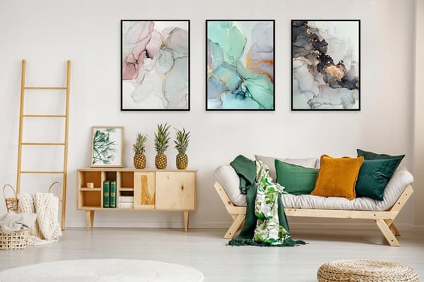 BILLEDPOSTERE I RAMME 73x53cm Triptykon Sæt med 3 billeder Sæt Marmor P1774
