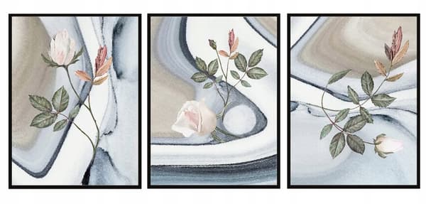 KEHYSJULISTEITA 33x43cm Triptyykki 3 kuvan setti Kukkasetti P1775