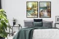 Miniatyrbild 3 av 3: TAVELPOSTERS I RAM 33x43cm Diptyk Set med 2 målningar Landskap Höst P1700