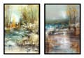 Miniatyrbild 1 av 3: TAVELPOSTERS I RAM 33x43cm Diptyk Set med 2 målningar Landskap Höst P1700