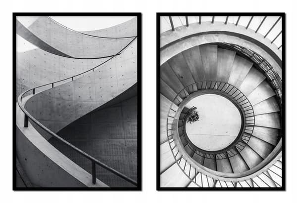 TAVELPOSTERS I RAM 53x73cm Diptyk Set med 2 tavlor Spiraltrappa P1717