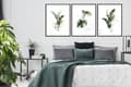Miniatyrbild 2 av 3: TAVELPOSTERS I RAM 33x43cm Triptyk Set med 3 tavlor Löv vita P1454