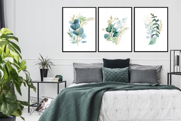 BILLEDPOSTERE I RAMME 33x43cm Triptykon Sæt med 3 billeder Blomsterblade P1453