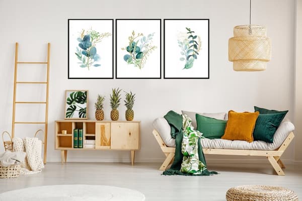 BILLEDPOSTERE I RAMME 33x43cm Triptykon Sæt med 3 billeder Blomsterblade P1453