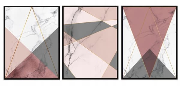 KEHYSJULISTEITA 33x43cm Triptyykki 3 kuvan setti Marmori P1393