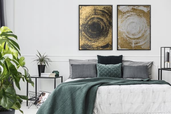 BILLEDPOSTERE I RAMME 33x43cm Diptych Sæt med 2 billeder Gyldne cirkler P1335