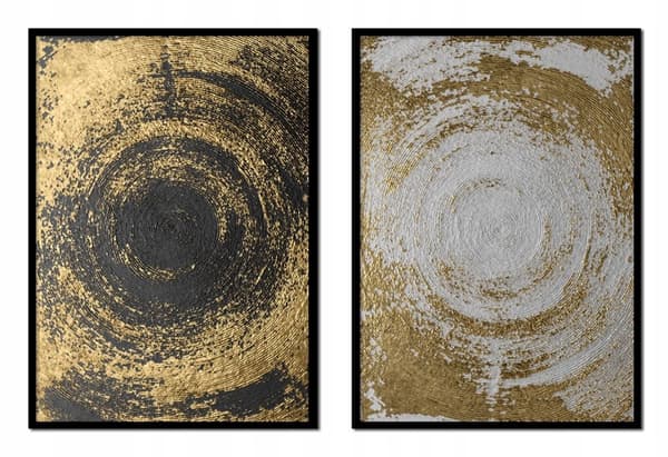 BILLEDPOSTERE I RAMME 33x43cm Diptych Sæt med 2 billeder Gyldne cirkler P1335