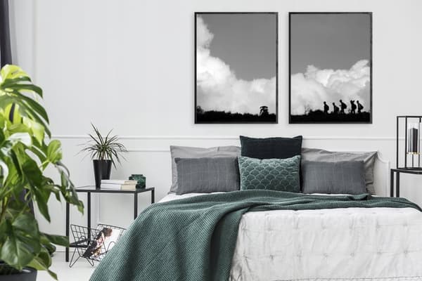 Kehyksissä oleva kuva 33x43cm Diptyykki 2 maalauksen setti Vaellusmatka Leiri P1193