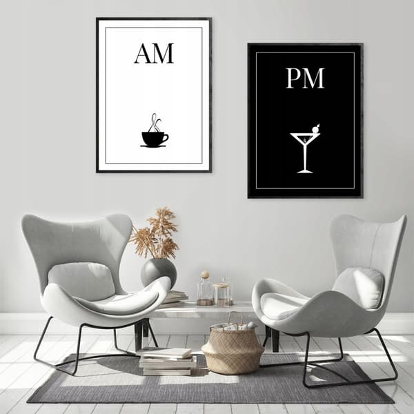 INRAMAD TABLETT 33x43cm Diptych Set med 2 tavlor Kaffedryck Minimalism P1191