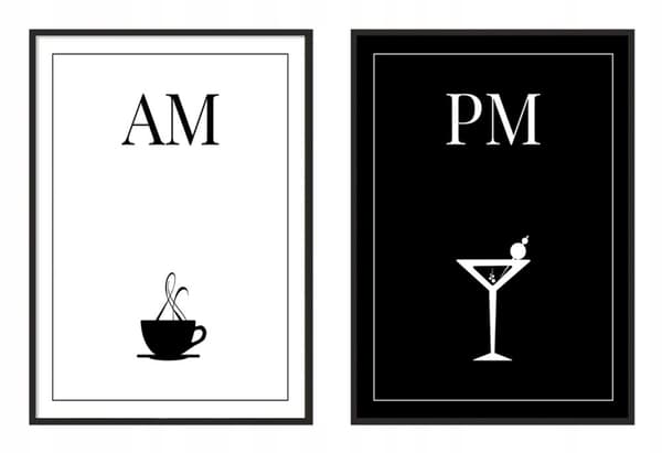 INRAMAD TABLETT 33x43cm Diptych Set med 2 tavlor Kaffedryck Minimalism P1191
