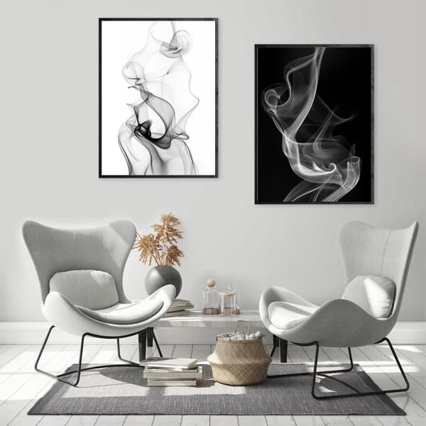 BILLEDPOSTERE I RAMME 53x73cm Diptych Sæt med 2 billeder Abstraktion B&B P982