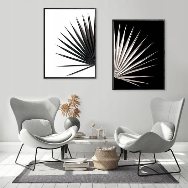 KEHYSJULISTEITA 53x73cm Diptyykki 2 kuvan setti Lehti mustavalkoinen P974
