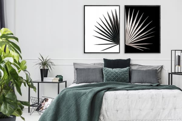 KEHYSJULISTEITA 53x73cm Diptyykki 2 kuvan setti Lehti mustavalkoinen P974