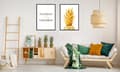Miniatyrbild 3 av 3: TAVELPOSTERS I RAM 53x73cm Diptyk Set med 2 tavlor Gyllene Ananas P984